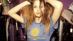 Blue woman Celebrity Angelina Jolie young brunettes teen