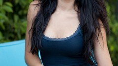 Blue woman couch models website Natasha Belle