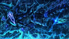 Blue woman Dragons blue background long hair hatsune miku 