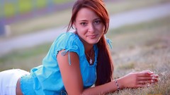 Blue woman earrings bracelets models necklaces