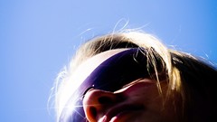 Blue woman faces sunglasses portraits