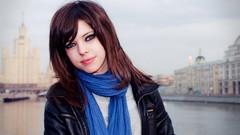 Blue woman Moscow eye shadow brunettes portraits