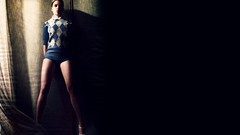 Blue woman Scarlett Johansson Actress short hair high heels