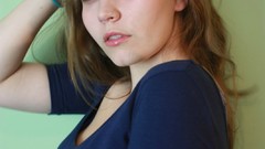 Blue woman shirts blue eyes lip gloss