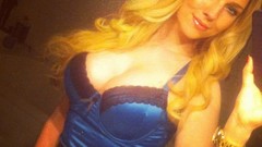 Blue woman watches blondes cleavage boobs ancilla tilia self 