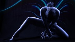 Blue woman wings blue background angels