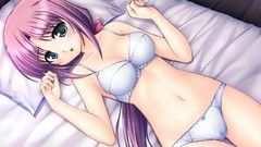 Blush anime girls bra aiyoku no eustia purple hair game cg 