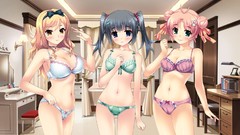 Blush anime girls bra underwear panties twintails