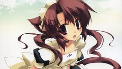 Blush anime girls brown eyes maids tails