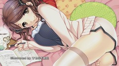 Blush anime girls brunettes nakata sae thigh highs Amagami SS 