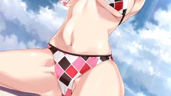 Blush anime girls green eyes happoubi jin redheads bikini huge 