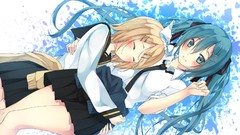 Blush anime girls hatsune miku vocaloid kagamine rin