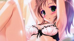 Blush anime girls lingerie green eyes original characters 