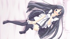 Blush anime girls maids akiyama mio black hair thigh highs
