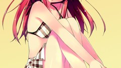 Blush anime girls redheads Simple Background original 