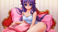 Blush blue eyes purple hair