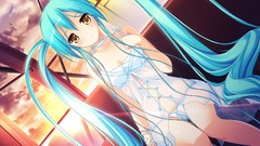 Blush blue hair long hair anime girls lingerie panties 