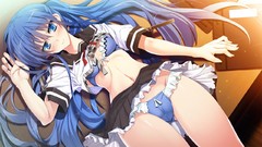 Blush blue hair long hair blue eyes seifuku game cg underwear 