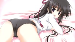 Blush long hair anime girls black hair underwear panties visual 
