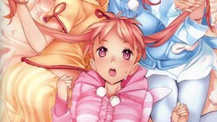 Blush long hair anime girls blue eyes yellow eyes redheads 