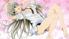 Blush long hair anime girls green eyes bra nyaruko panties open 