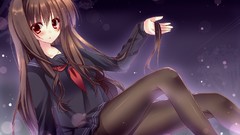 Blush long hair anime girls school uniforms pantyhose black hair