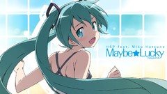 Blush long hair green eyes hatsune miku vocaloid green hair 