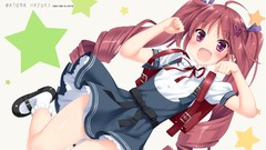 Blush long hair pink eyes anime girls twintails hair ribbons