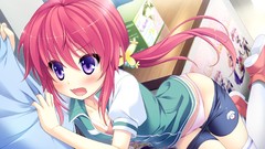 Blush pink hair anime girls blue eyes game cg purple eyes 