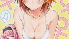 Blush pink hair anime girls lingerie bra to-love-ru cleavage 