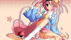 Blush pink hair anime girls wink touhou komeiji satori 