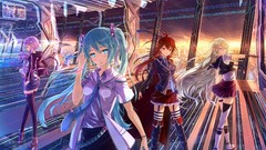 Blush pink hair long hair green eyes hatsune miku vocaloid ia 