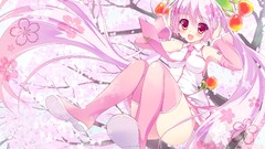 Blush pink hair long hair pink eyes hatsune miku vocaloid 