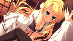 Blush smiling anime girls lingerie bra seifuku game cg ecchi 