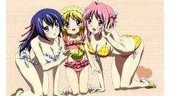 Blush smiling anime girls swimsuits Kiddy Girl-and