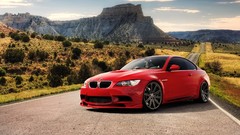 BMW roads red cars BMW E92
