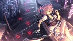 Board Anime statues pink hair anime girls rivers touhou onozuka 