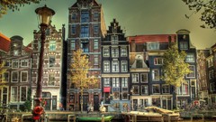 Boats Amsterdam buildings canal cityscapes