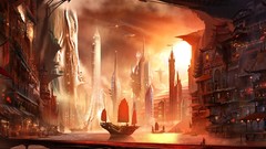 Boats cityscapes artwork digital art futuristic Alex Ruiz