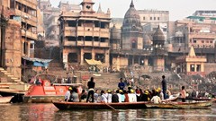 Boats India rivers cityscapes
