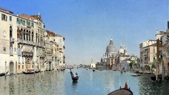 Boats Italy venice paintings buildings canal cityscapes 