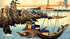 Boats Japanese artwork Katsushika Hokusai