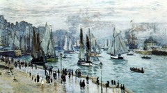 Boats paintings impressionism Claude Monet harbours