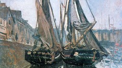 Boats paintings impressionism reflections Claude Monet