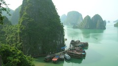 Boats water Mountains