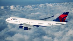 Boeing widescreen boeing 747-400 delta airlines airliners