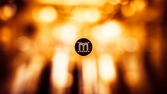 Bokeh golden logos minimalistic blurred background