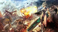 Bolt fire weapons Monsters Anime cities anime girls ecchi 