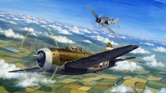 Bomber airplanes escort p 47 thunderbolt fw-190