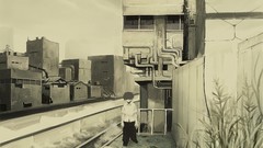 Bones empty monochrome buildings artwork Mononoke anime boys 